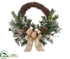 Silk Plants Direct Pine Cone, Berry, Leaf, Pine Half Wreath Godl Champne - Gold Champagne - Pack of 6