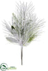 Silk Plants Direct Snowed Pine Spray - White Snow - Pack of 6