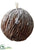 Snowed Faux Wood Ball Ornament - Brown Snow - Pack of 12