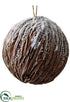 Silk Plants Direct Snowed Faux Wood Ball Ornament - Brown Snow - Pack of 12