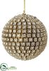 Silk Plants Direct Rhinestone Ball Ornament - Gold - Pack of 4