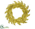 Silk Plants Direct Glittered Acanthus Leaf Wreath - Gold - Pack of 6