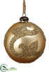 Silk Plants Direct Glittered Glass Ball Ornament - Gold - Pack of 4