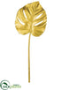 Silk Plants Direct Metallic Monstera Leaf Spray - Gold - Pack of 12