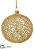 Silk Plants Direct Rhinestone Glass Ball Ornament - Gold - Pack of 4