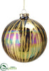 Silk Plants Direct Glass Ball Ornament - Peacock Gold - Pack of 6