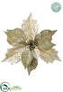 Silk Plants Direct Metallic, Velvet Poinsettia With Clip - Tiffany Gold - Pack of 24