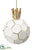 Glass Ball Ornament With Crown - White Gold - Pack of 12