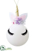 Silk Plants Direct Glittered Unicorn Ball Ornament - White Gold - Pack of 6