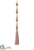 Silk Plants Direct Pearl, Rhinestone Ball Tassel Ornament - Pink Gold - Pack of 12