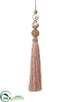 Silk Plants Direct Pearl, Rhinestone Ball Tassel Ornament - Pink Gold - Pack of 12