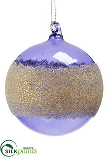 Silk Plants Direct Beaded Glass Ball Ornament - Green Gold - Pack of 6