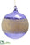 Silk Plants Direct Beaded Glass Ball Ornament - Blue Gold - Pack of 6