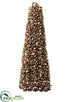 Silk Plants Direct Glittered Pod Cone-Shaped Topiary - Brown Gold - Pack of 4