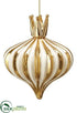 Silk Plants Direct Glass Onion Ornament With Crown - Cream Gold - Pack of 6
