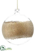 Silk Plants Direct Beaded Glass Ball Ornament - Clear Gold - Pack of 6