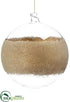 Silk Plants Direct Beaded Glass Ball Ornament - Clear Gold - Pack of 12