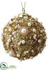 Silk Plants Direct Beaded, Pearl Ball Ornament - Gold Pearl - Pack of 12