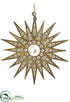 Silk Plants Direct Rhinestone, Pearl Star Ornament - Gold Pearl - Pack of 6
