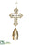 Rhinestone, Pearl Cross Drop Ornament - Gold Pearl - Pack of 6