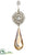 Rhinestone, Pearl Medallion Drop Ornament - Gold Pearl - Pack of 6