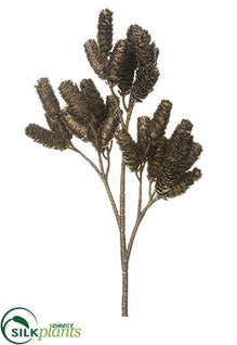 Glittered Plastic Pine Cone Spray - Brown - Pack of 12