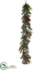 Silk Plants Direct Bird, Pine Cone, Berry, Pine Garland - Red Brown - Pack of 4