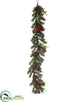 Silk Plants Direct Bird, Pine Cone, Berry, Pine Garland - Red Brown - Pack of 4