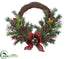 Silk Plants Direct Bell, Pine Cone, Berry, Pine Half Wreath - Red Brown - Pack of 6