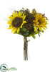 Silk Plants Direct Sunflower, Eucalyptus Leaf, Pine Cone, Long Needle Pine Bouquet - Yellow Brown - Pack of 6