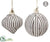 Stripe Ball, Onion Ornament - White Brown - Pack of 6