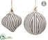 Silk Plants Direct Stripe Ball, Onion Ornament - White Brown - Pack of 6
