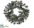 Silk Plants Direct Bird, Pine Cone, Berry, Pine Wreath - White Brown - Pack of 6