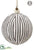 Stripe Ball Ornament - White Brown - Pack of 12