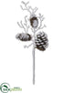 Silk Plants Direct Pine Cone Twig Spray - White Brown - Pack of 24