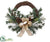 Bird, Pine Cone, Berry, Pine Falf Wreath - White Brown - Pack of 6