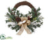 Silk Plants Direct Bird, Pine Cone, Berry, Pine Falf Wreath - White Brown - Pack of 6