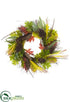 Silk Plants Direct Pine Cone, Eucalyptus, Oak , Magnolia Leaf Wreath - Green Brown - Pack of 1