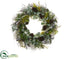 Silk Plants Direct Lamb's Ear, Snowed Pine Cone Pine Wreath - Green Brown - Pack of 2