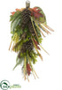 Silk Plants Direct Pine Cone, Eucalyptus, Oak,  Magnolia Leaf Door Swag - Green Brown - Pack of 2