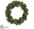 Silk Plants Direct Pine Cone, Magnolia Leaf , Pine Wreath - Green Brown - Pack of 2