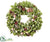 Iced Pine Cone, Wood Chip Leaf Wreath - Green Brown - Pack of 4