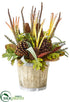Silk Plants Direct Pine Cone, Eucalyptus, Oak , Magnolia Leaf - Green Brown - Pack of 1
