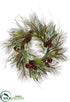 Silk Plants Direct Eucalyptus, Pine Cone, Pine Wreath - Green Brown - Pack of 1