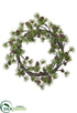 Silk Plants Direct Pine Wreath With Cone - Green Brown - Pack of 6