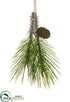 Silk Plants Direct Long Needle Pine, Plastic Pine Cone Doorknob Hanger - Green Brown - Pack of 12