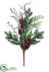 Silk Plants Direct Iced Pine Cone, Twig, Pine Pick - Green Brown - Pack of 12