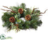 Silk Plants Direct Berry, Pine Cone, Pine , Plastic Twig Candle Ring - Green Brown - Pack of 6
