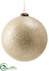 Silk Plants Direct Glittered Plastic Ball Ornament - Cream - Pack of 6