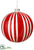 Stripe Glass Ball Ornament - Red Cream - Pack of 6
